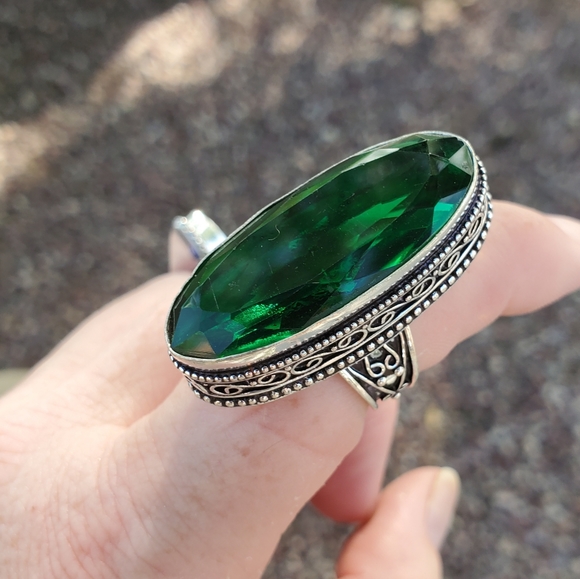 New Oversized Chrome Diopside 925 Silver Statement Ring. - Picture 7 of 12